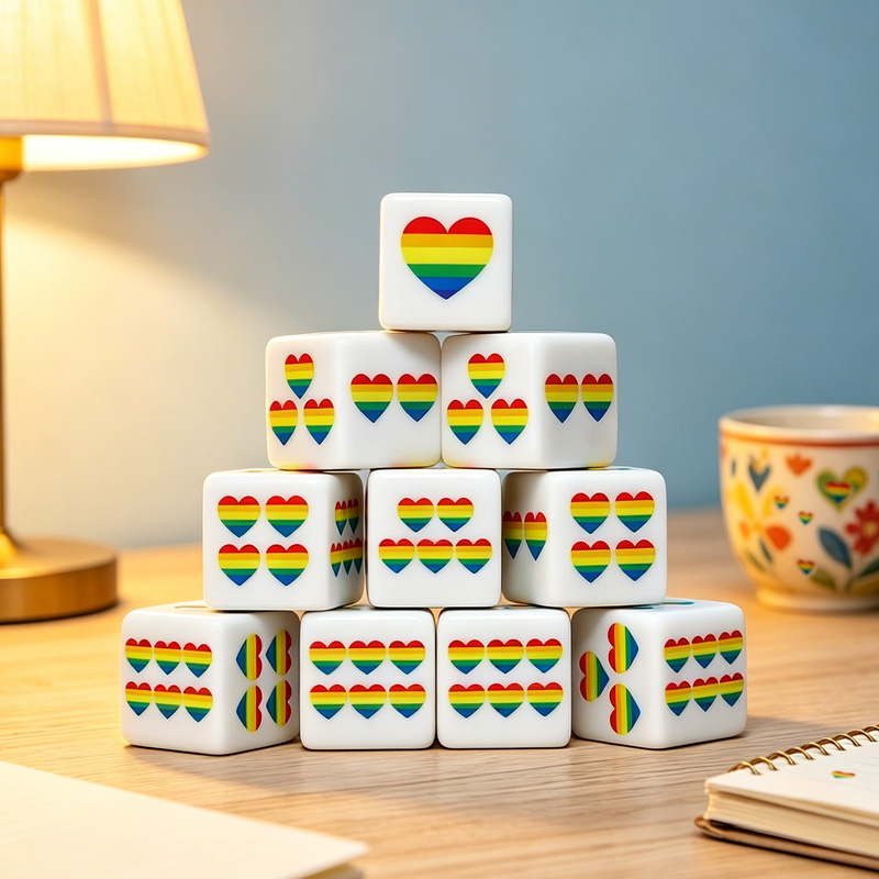 Board Game Arena - CANDYPIXEL 12Pcs Rainbow Heart D6 dice,