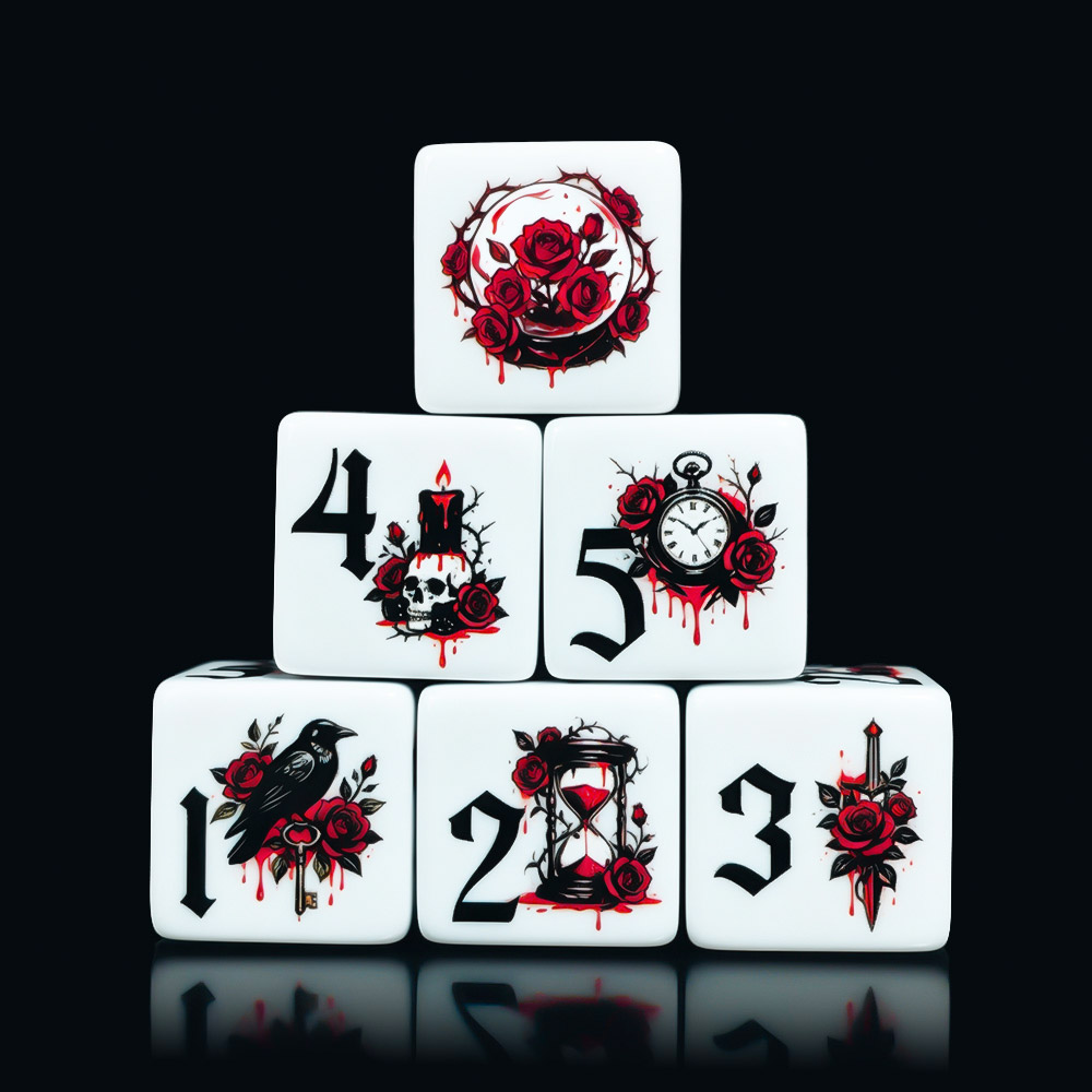 12Pcs Gothic Rose 16MM Printed - đánh giá và giá Board Game Arena