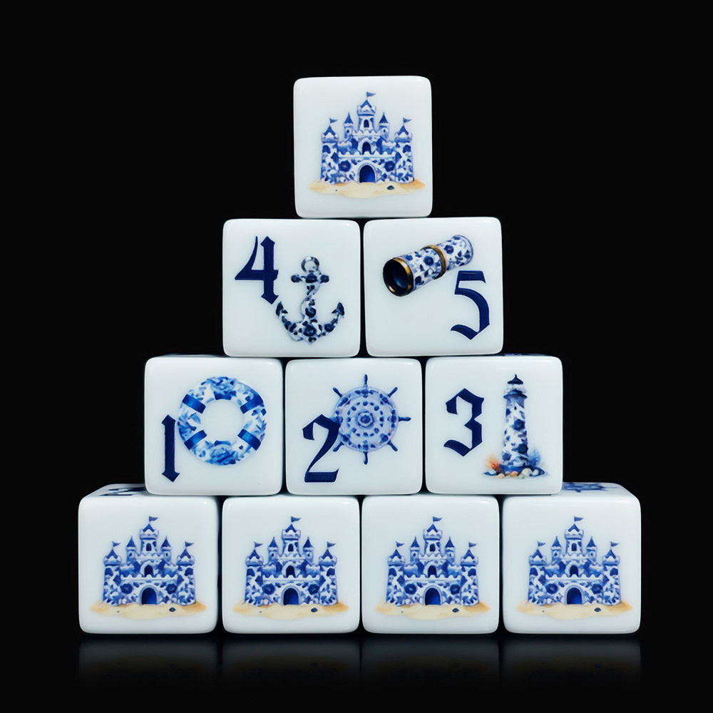 12Pcs Blue Nautical 16MM Print - đánh giá và giá Board Game Arena